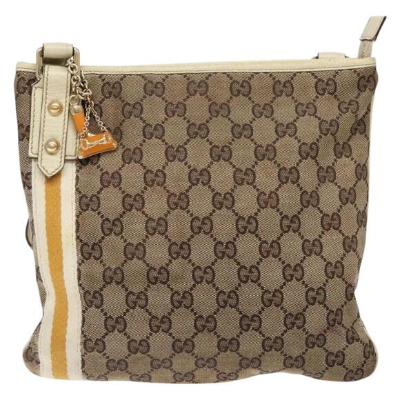 GUCCI GG Canvas Sherry Line Shoulder Bag Beige Gold - Picture 2 of 16